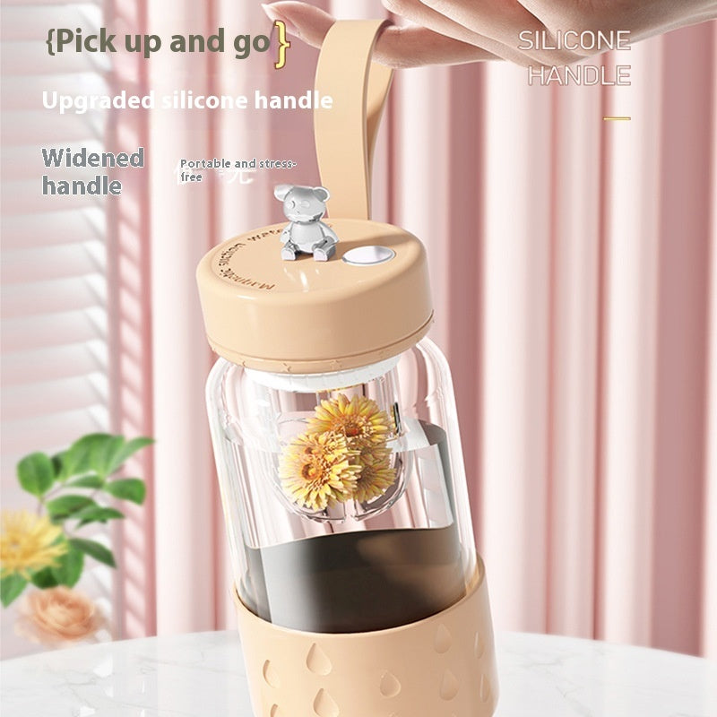 Insulated Glass Tumbler with Grip